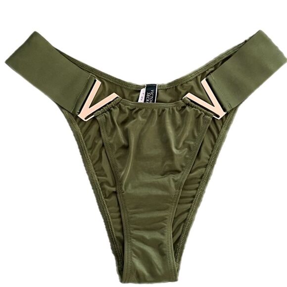 Victoria’s Secret Very Sexy Satiny Bombshell Brazilian Slip metallic V panty M - Picture 3 of 5